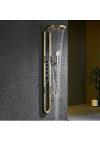 Brushed Gold Rain Shower Head LED Multifunctional Showers System Bathroom Set Luxury Waterfall Showers Panel Column