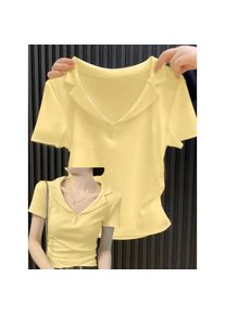 2026 New Lapel Shirt Short Sleeve T-Shirt Women's Hot Selling Summer V-Neck Bottoming Shirt Versatile Short Tops Fashion Ins