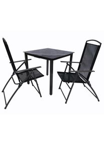 Garten-Essgruppe Vcm "3-tlg Sitzgruppe Gartenm&ouml;bel Tisch St&uuml;hle Set 80S", schwarz, B:80cm T:80cm, Obermaterial: 100% Metall MT., Sitzm&ouml;bel-Sets, Garten-Essgruppe