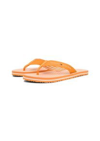 Zehentrenner Tommy Hilfiger "TH ITHACA STRIPE SUMMER SANDAL", Damen, Gr. 41, orange, wei&szlig;, Textil, gestreift, Schuhe Zehentrenner, Sommerschuh, Pool Slide, Dianette, Flat mit Logo-Schriftzug