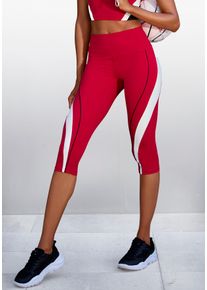 active by Lascana Caprihose LASCANA ACTIVE, Damen, Gr. L (44/46), N-Gr, rot, Trikot, Obermaterial: 85% Polyester, 15% Elasthan, unifarben mit Farbeinsatz, figurbetont wadenlang, Hosen Caprihose, mit seitlichem Kontrasteinsatz