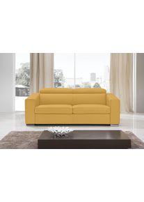 Schlafsofa Egoitaliano "Cabiria, Design und super Sitz- und Liegekomfort", gelb, B:226cm H:97cm T:103cm, Sofas, Schlafsofa, Sofa inkl. Schlaffunktion, Kopfteile verstellbar, mit Metallf&uuml;&szlig;en