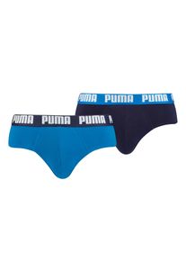 Slip Puma "Puma MEN EVERYDAY BRIEFS", Herren, Gr. XL, blau (blau, navy), Jersey, Obermaterial: 95% Baumwolle, 5% Elasthan, unifarben mit Farbeinsatz, eng, Unterhosen Slip, mit Logobund