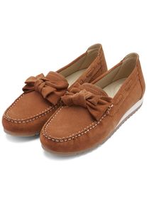 Mokassin Ara "NEW PORT", Damen, Gr. 8,5 (42,5), hellbraun, Veloursleder, unifarben, Basic, Schuhe Mokassin, Schlupfschuh, Slipper mit Wechselfu&szlig;bett, G-Weite