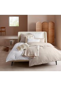 Bettw&auml;sche "Anisa in Gr. 135x200, 155x220 cm oder 200x200", beige, B/L: 155cm x 220cm, 1 Stk., 1 Stk., Renforc&eacute;, B/L: 80cm x 80cm, 2, Renforc&eacute;, Obermaterial: 100% Baumwolle, LeGer Home by Lena Gercke, Bettw&auml;sche, Bettw&auml;sche, Bettw&auml;sche aus Baumwolle, unifarbene Bettw&auml;sche mit Rei&szlig;verschluss