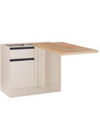 Eckunterschrank BASIC BY BALCULINA "Nizza B/H/T 115x87x60 cm", seidengrau, cremona eichefarben, B:115cm H:87cm T:60cm, Holzwerkstoff, Schr&auml;nke, Eckunterschrank, Breite 115 cm, Softclose