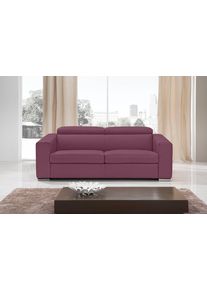 Schlafsofa Egoitaliano "Cabiria, Design und super Sitz- und Liegekomfort", lila (violett), B:226cm H:97cm T:103cm, Sofas, Schlafsofa, Sofa inkl. Schlaffunktion, Kopfteile verstellbar, mit Metallf&uuml;&szlig;en