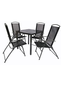 Garten-Essgruppe Vcm "5-tlg Sitzgruppe Gartenm&ouml;bel Tisch St&uuml;hle Set 80S", schwarz, B:80cm T:80cm, Obermaterial: 100% Metall MT., Sitzm&ouml;bel-Sets, Garten-Essgruppe