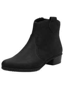 Westernstiefelette Rieker, Damen, Gr. 38, schwarz, Lederimitat, unifarben, Schuhe Westernstiefelette, Stiefelette, Cowboyboots, Blockabsatz, mit Innenrei&szlig;verschluss