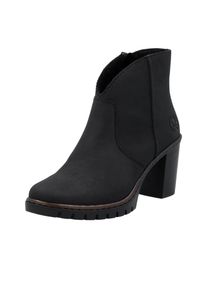 Ankleboots Rieker, Damen, Gr. 39, schwarz, Nubuklederimitat, unifarben, Schuhe Ankleboots, Stiefelette, Plateauboots, Blockabsatz, in eleganter Optik