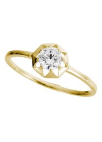 Fingerring Firetti "Schmuck Geschenk Gold 333 Damenring Goldring Blume" Gr. 17, gelbgoldfarben, kristallwei&szlig;, Fingerringe, Damen, 17, Gelbgold 333, 1,5mm, Fingerring, mit Zirkonia (synth.)