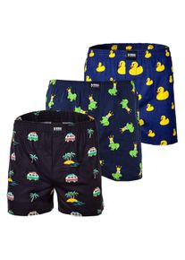 Webboxer Happy Shorts "Web-Boxershorts American Boxershorts 3er Pack", Herren, Gr. XL, ente, frosch, vacation, Obermaterial: 100% Baumwolle CO., Unterhosen Webboxer