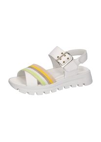 Waldl&auml;ufer Sandale WALDL&Auml;UFER "H-NELE", Damen, Gr. 4,5 (37,5), wei&szlig; (wei&szlig; kombiniert), Nappaleder, kontrastfarbene Details, Schuhe Sandale, Sommerschuh, Riemchensandalette, Klettschuh, Plateausandale in H-Weite