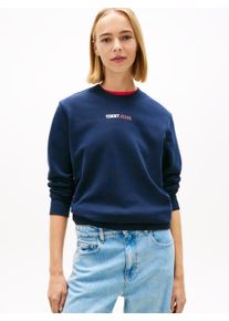 Sweatshirt Tommy Jeans "TJW REG ESS LOGO 2 CREW EXT", Damen, Gr. XS (34), schwarz night navy, Sweatware, Obermaterial: 100% Baumwolle, unifarben, regular fit h&uuml;ftbedeckend, Rundhals, Rippb&uuml;ndchen, Sweatshirts Sweatshirt, Baumwoll-Sweatware, Logoschriftzug