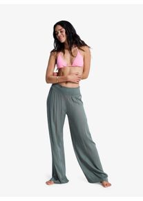 Strandhose Roxy "ALONG THE SUNSET", Damen, Gr. XXL (44), N-Gr, agave gr&uuml;n, Web, Obermaterial: 100% Viskose, unifarben, weit lang, Hosen Strandhose, weite Passform, f&uuml;r Strand und Sport, sportlicher Stil