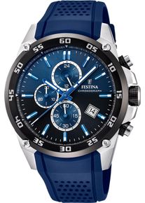 Chronograph Festina "The Originals", blau (blau, blau, schwarz), Armbanduhren, Damen, Chronograph, Quarzuhr, Armbanduhr, Herrenuhr, analog, Tag, Stoppfunktion