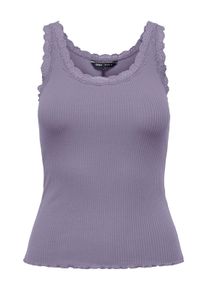Tanktop Only "ONLSARA &ndash; Tanktop mit Spitzendetail am Ausschnitt", Damen, Gr. XS, dusk, Jersey, Obermaterial: 94% Baumwolle, 6% Elasthan, unifarben, regular fit normal, Rundhals, Tops Tanktop, Baumwollmischung, regular fit