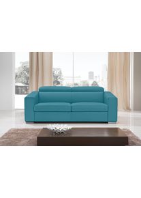 Schlafsofa Egoitaliano "Cabiria, Design und super Sitz- und Liegekomfort", blau (t&uuml;rkis), B:226cm H:97cm T:103cm, Sofas, Schlafsofa, Sofa inkl. Schlaffunktion, Kopfteile verstellbar, mit Metallf&uuml;&szlig;en