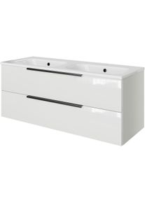 Badm&ouml;bel-Set SAPHIR "Mineralmarmor-Waschtisch mit Waschtischunterschrank", schneewei&szlig; glanz, B:121cm H:50cm T:46cm, Holzwerkstoff, Kastenm&ouml;bel-Sets, Badm&ouml;bel-Set