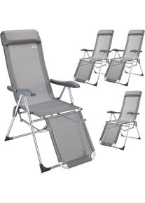 Casaria Gartenstuhl Hochlehner 4er-Set Grau Alu