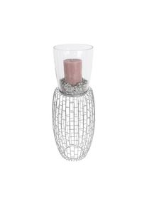 Kayoom , Silberfarben , Metall, Glas , 28x73x28 cm , zum Stellen , Dekoration, Kerzen, Kerzen- & Teelichthalter