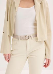 Cintura in pelle con fibbia tonda, Beige, Taglia 90, bonprix