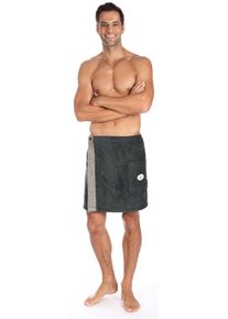 Kilt Egeria "Ben, ideal f&uuml;r Sauna & Spa", grau (anthrazit), L:47cm, Walkfrottee, Hausm&auml;ntel, Kilt, mit Streifen-Akzent