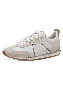 Sneaker Tamaris, Damen, Gr. 36, gold (wei&szlig;, goldfarben), Leder, Lederimitat, Schuhe Sneaker, Freizeitschuh, Halbschuh, Schn&uuml;rschuh mit Logoaufn&auml;her