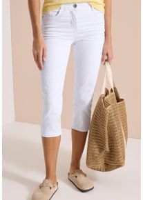 Caprijeans Cecil "Style Toronto", Damen, Gr. 28, N-Gr, wei&szlig;, Denim/Jeans, Obermaterial: 78% Baumwolle, 21% Elastomultiester, 1% Elasthan. Futter: 52% Polyester, 48% Baumwolle, unifarben, slim fit 3/4-L&auml;nge, Jeans Caprijeans, 3/4 Capri- Jeans im Slim Fit