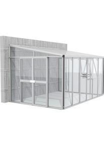Anlehngew&auml;chshaus Vitavia "Helena 10200", grau (alufarben), B:397cm T:266cm, Gew&auml;chsh&auml;user, Anlehngew&auml;chshaus, Alu-Profile, 3 mm Sicherheitsglas, Dach 10 mm Hohlkammerplatten