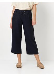 Culotte Toni "Pia", Damen, Gr. 48, N-Gr, navy, Web, Obermaterial: 100% Leinen, weit 3/4-L&auml;nge, Hosen Culotte, Sommerhose aus sommerlicher Leinenqualit&auml;t