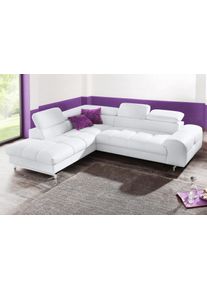 Polstergarnitur COTTA "Chef L-Form", wei&szlig; (altwei&szlig;), B:262cm, Sitzm&ouml;bel-Sets, Polstergarnitur, Set bestehend aus: Ecksofa mit Kopfteilverstellung & Hocker