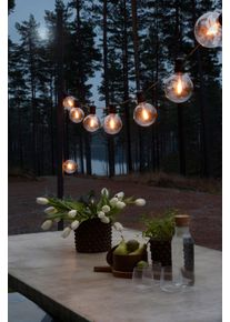 Konstsmide LED-Lichterkette "Party-Lichterkette au&szlig;en", Energieeffizienz: F, schwarz, Dioden 10 Stk. Flammen 10 Stk., Gesamtl&auml;nge 14,5m, Lichterketten, LED globe Party Lichterkette, retro Design, schwarz, 10 Dioden, LED-Lichterkette