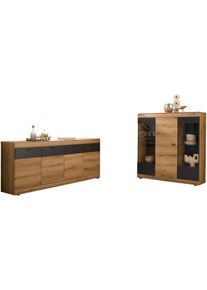 Wohnwand Home Affaire "Soleto, zeitlose Anbauwand, Komplettset im modernen Stil", eiche evoke, FSC-zertifizierter Holzwerkstoff, Kastenm&ouml;bel-Sets, Wohnwand, enth&auml;lt Sideboard und Highboard