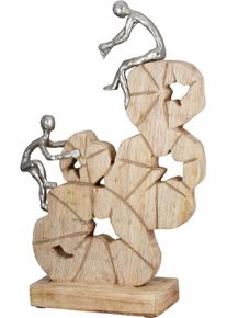 Skulptur Gilde "Skulptur To the peak", naturfarben, silberfarben, B:29cm H:45cm T:9cm, Mangoholz, Dekofiguren, Skulptur