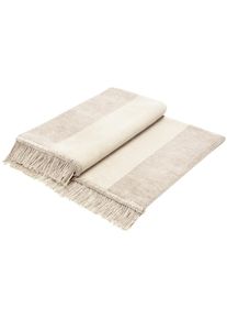 Sofaschoner Biederlack "Cotton Cover Salt & Pepper", beige (natur), B:100cm L:200cm, Baumwolle, Polyacryl, Polyester, Sesselschoner, Sofaschoner, mit Fransen