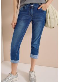 3/4-Jeans Cecil "Style Scarlett", Damen, Gr. 31, L&auml;nge 28, mid blau wash, Denim/Jeans, Obermaterial: 78% Baumwolle, 20% Polyester, 2% Elasthan. Futter: 52% Polyester, 48% Baumwolle, unifarben, normal 3/4-L&auml;nge, Jeans 3/4-Jeans, im Casual Fit und mit Stretch