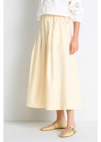 Midirock RICHROYAL, Damen, Gr. 42, soft butter, Web, Obermaterial: 100% Baumwolle, unifarben, regular fit ca. Mitte Wade, R&ouml;cke Midirock, Regular fit mit Kordelzug