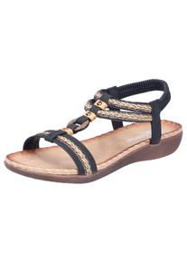 Sandale Rieker, Damen, Gr. 42, schwarz, Lederimitat, Flechtoptik, Schuhe Sandale, Sommerschuh, Urlaubsschuh, Schlupfsandale mit Gummizug