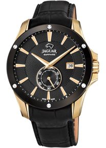 Quarzuhr Jaguar "Acamar", schwarz (schwarz, goldfarben), Armbanduhren, Damen, Quarzuhr, Armbanduhr, Herrenuhr, Saphirglas, Swiss Made, Lederarmband