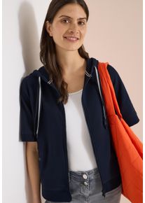 Sweatjacke Cecil, Damen, Gr. XL (44), universal blau, Sweatware, Obermaterial: 100% Baumwolle. Futter: 100% Baumwolle, unifarben, normal h&uuml;ftbedeckend, Rundhals, Sweatjacken Sweatjacke, Kurzarm Sweatjacke mit Kapuze