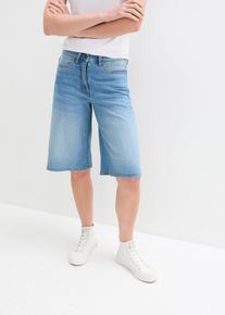Bermudas bonprix, Damen, Gr. 54, N-Gr, mittelblau denim, Obermaterial: 82% Baumwolle, 17% Polyester, 1% Elasthan, loose fit, Hosen Bermudas, aus Baumwolle, Polyester und Elasthan, mit Stretch-Material