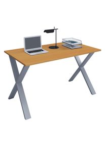 Schreibtisch Vcm "Schreibtisch B&uuml;rotisch Computertisch 110x80 Lona X", braun (silber, buche), B:110cm T:80cm, Tische, Schreibtisch