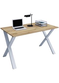 Schreibtisch Vcm "Schreibtisch B&uuml;rotisch Computertisch 110x80 Lona X", braun (silber, honig, eiche), B:110cm T:80cm, Tische, Schreibtisch