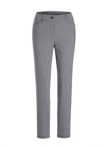 2-in-1-Hose GOLDNER "Lange Slim Fit Hose LOUISA in schwarz", Damen, Gr. 52, N-Gr, schwarz-wei&szlig; (schwarz, wei&szlig;, gemustert), Obermaterial: 46% Polyester PES. 36% Viskose CV. 13% Polyamid PA. 5% Elasthan EL., Hosen 2-in-1-Hose, Kontrastpaspel in Seitennaht