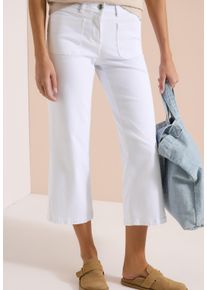 3/4-Jeans Cecil "Style Neele", Damen, Gr. 34, L&auml;nge 26, wei&szlig;, Denim/Jeans, Obermaterial: 78% Baumwolle, 21% Elastomultiester, 1% Elasthan, unifarben, loose fit 3/4-L&auml;nge, Jeans 3/4-Jeans, 3/4-Jeans mit Patch Pockets und Stretch