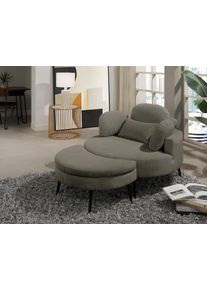 Loveseat OTTO HOME "Riko Sessel, B: 110 cm, Sitzh&ouml;he: 44 cm", gr&uuml;n, B:110cm H:84cm T:110cm, 100%PES, Sessel, Loveseat, XXL- Sessel, mit Stauraumhocker, R&uuml;ckenst&uuml;tze & 4 Zierkissen