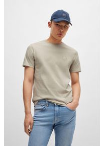 T-Shirt BOSS Orange "Tales", Herren, Gr. S, beige (light beige271), Web, Obermaterial: 100% Baumwolle, unifarben, Basic normal, Rundhals, eng eingefasste Kante, Shirts T-Shirt, mit BOSS Stickerei auf der Brust