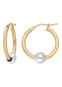 Paar Creolen Firetti "Schmuck Geschenk Gold 375 Ohrschmuck Ohrringe Kugel bicolor", gelbgoldfarben, wei&szlig;goldfarben, Ohrringe, Damen, 19mm, Gelbgold 375, Paar Creolen