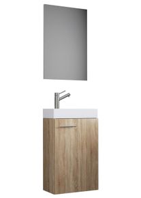 Waschtisch Vcm "3-tlg G&auml;ste WC Waschplatz Waschtisch Slito Spiegel", braun (sonoma, eiche (s&auml;gerau)), B:41cm T:22cm, Schr&auml;nke, Waschtisch